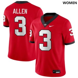 College Football Womens Red #3 CJ Allen UGA Jersey