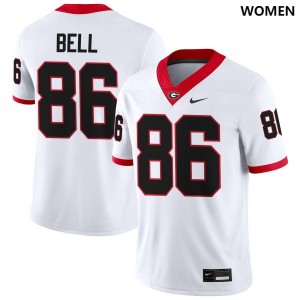 College Football Womens White #86 Dillon Bell UGA Jersey